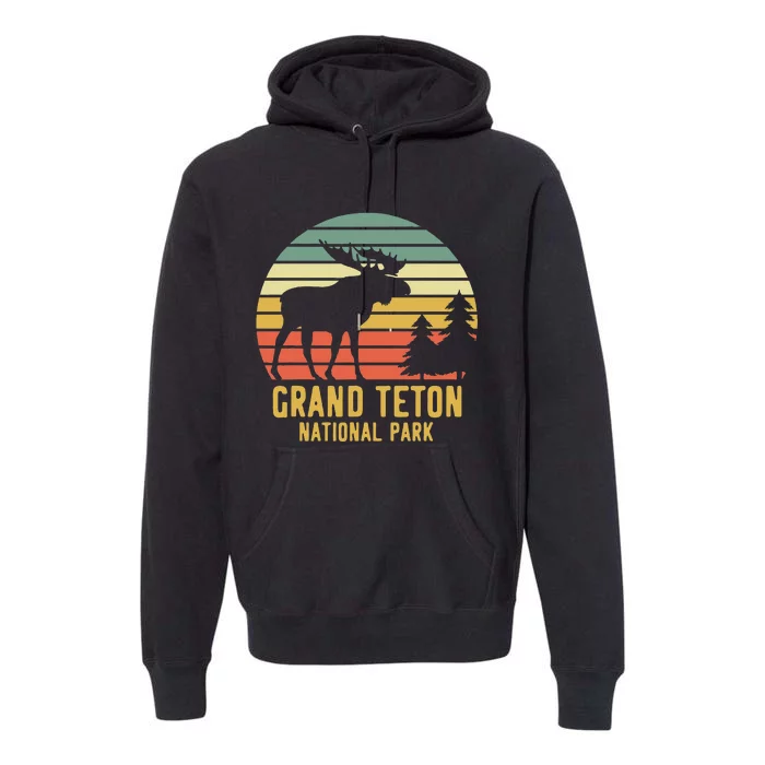 Grand Teton National Park Moose Vacation Travel Premium Hoodie