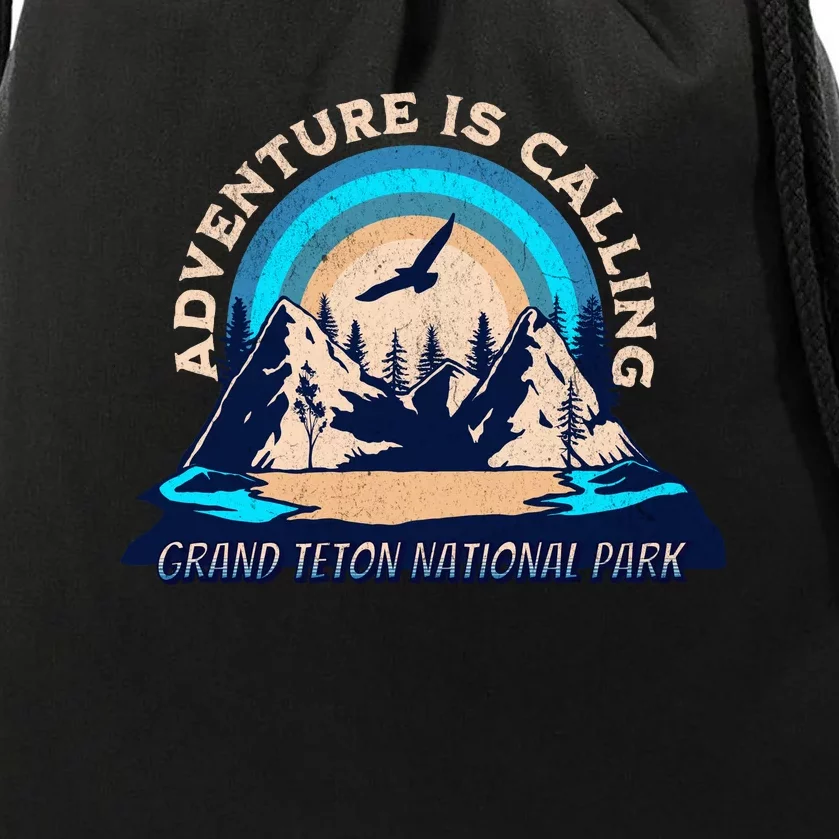 Grand Teton National Park Camping Hiking Family Vacation Drawstring Bag