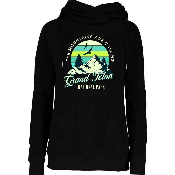 Grand Teton National Park Camping Hiking Family Vacation Womens Funnel Neck Pullover Hood