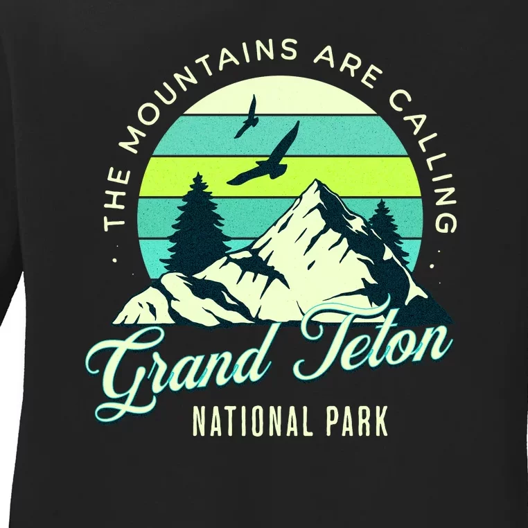 Grand Teton National Park Camping Hiking Family Vacation Ladies Long Sleeve Shirt