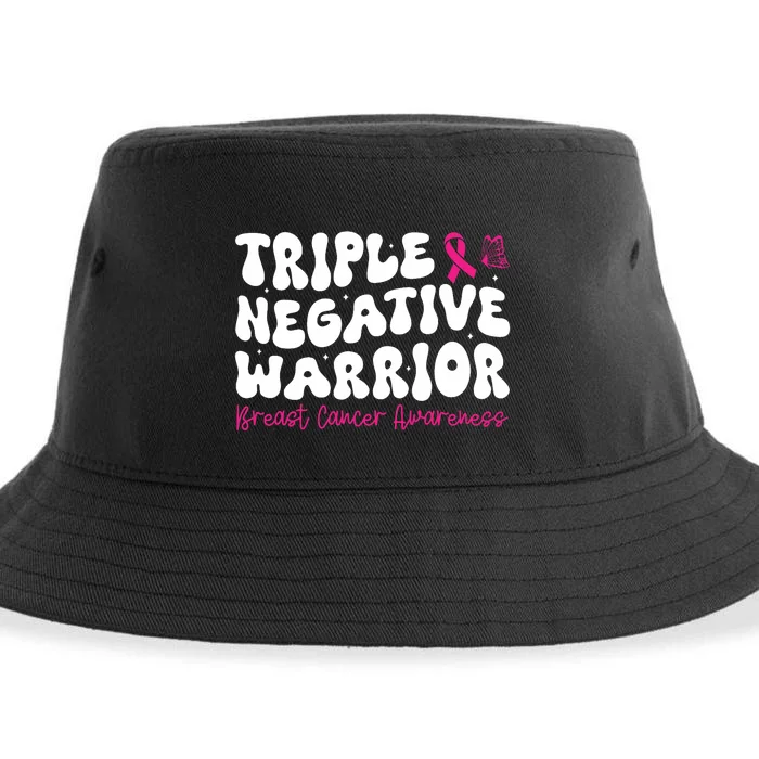 Groovy Triple Negative Warrior Breast Cancer Awareness Month Sustainable Bucket Hat