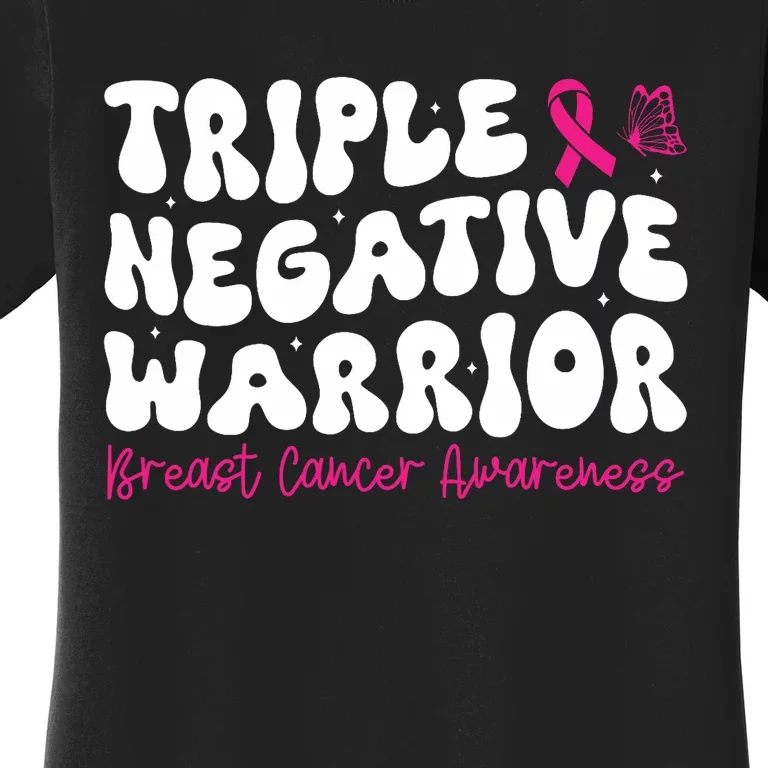 Groovy Triple Negative Warrior Breast Cancer Awareness Month Women's T-Shirt