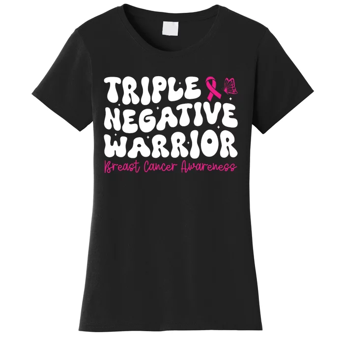 Groovy Triple Negative Warrior Breast Cancer Awareness Month Women's T-Shirt