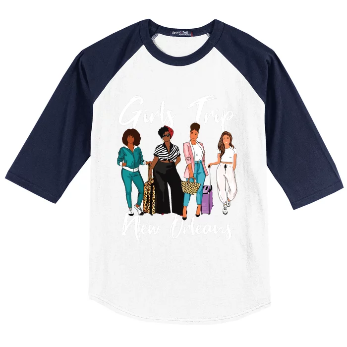 Girl Trip New Orleans For Melanin Afro Black Vacation Women Baseball Sleeve Shirt