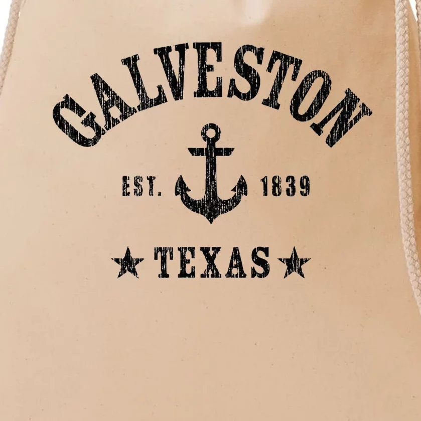 Galveston Tx Nautical Design W. Anchor & Details Est. 1839 Drawstring Bag