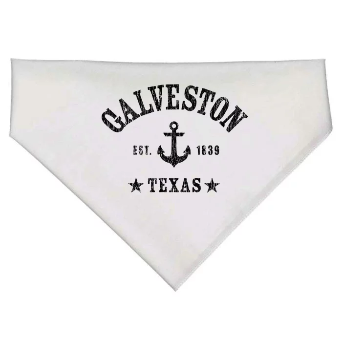 Galveston Tx Nautical Design W. Anchor & Details Est. 1839 USA-Made Doggie Bandana