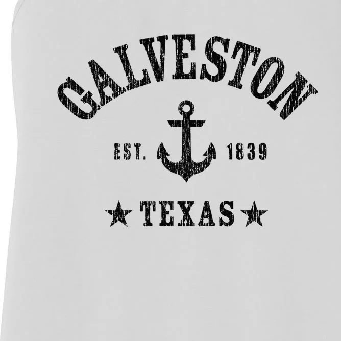 Galveston Tx Nautical Design W. Anchor & Details Est. 1839 Women's Racerback Tank