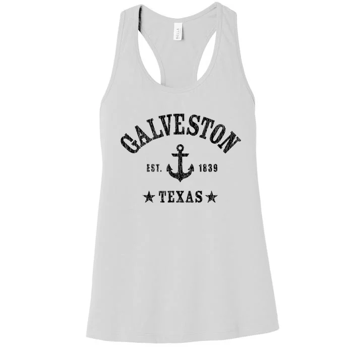 Galveston Tx Nautical Design W. Anchor & Details Est. 1839 Women's Racerback Tank