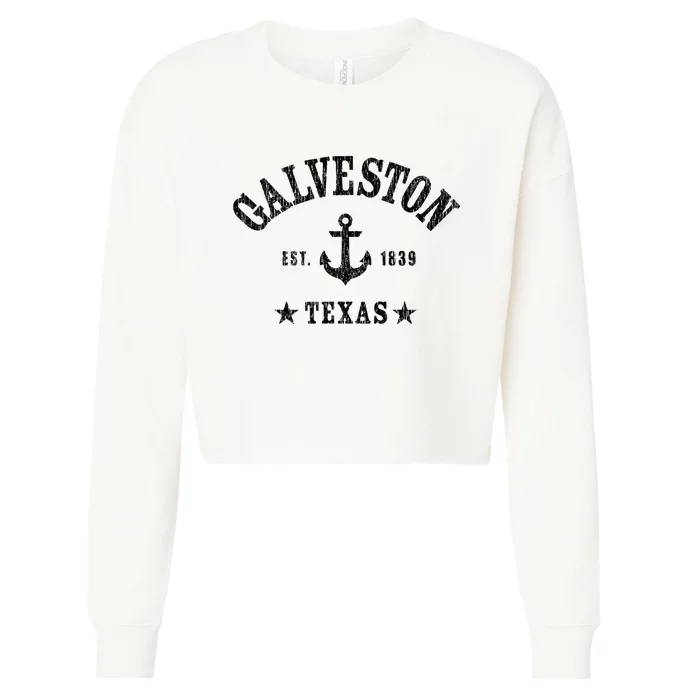 Galveston Tx Nautical Design W. Anchor & Details Est. 1839 Cropped Pullover Crew