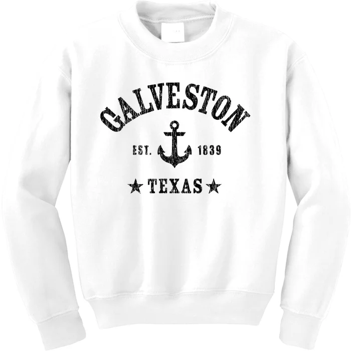 Galveston Tx Nautical Design W. Anchor & Details Est. 1839 Kids Sweatshirt