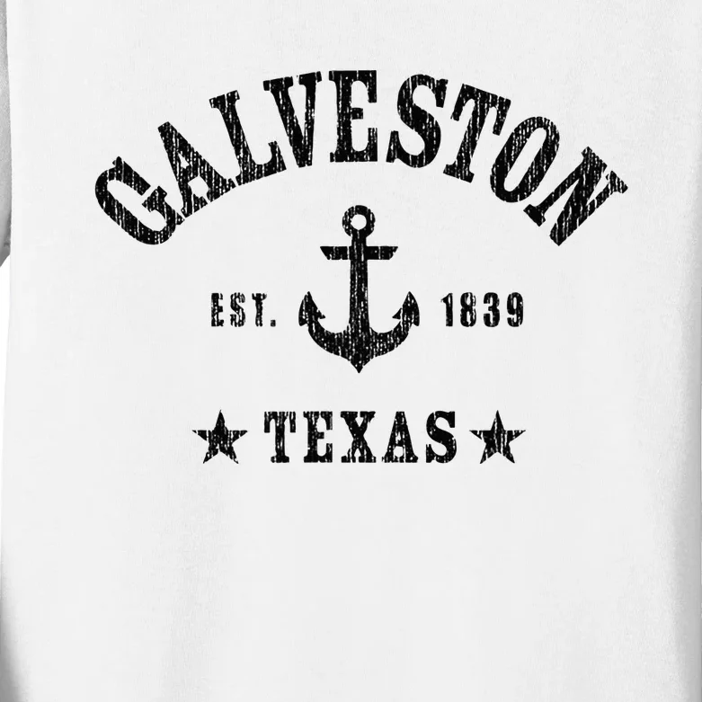 Galveston Tx Nautical Design W. Anchor & Details Est. 1839 Kids Long Sleeve Shirt