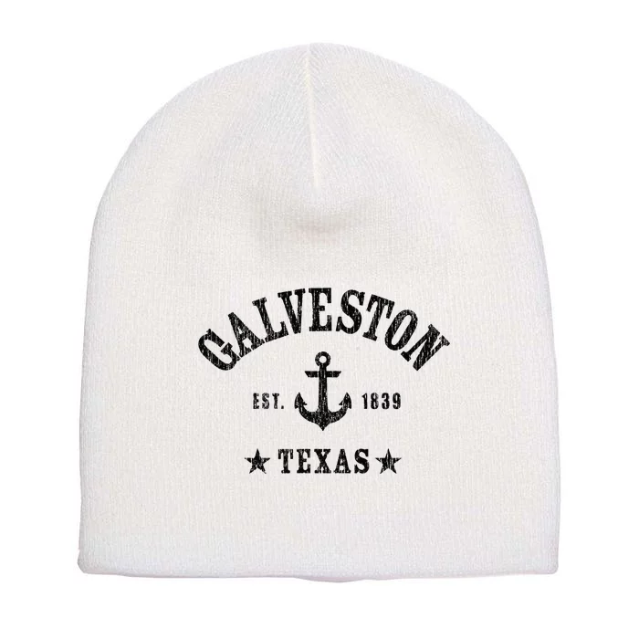 Galveston Tx Nautical Design W. Anchor & Details Est. 1839 Short Acrylic Beanie