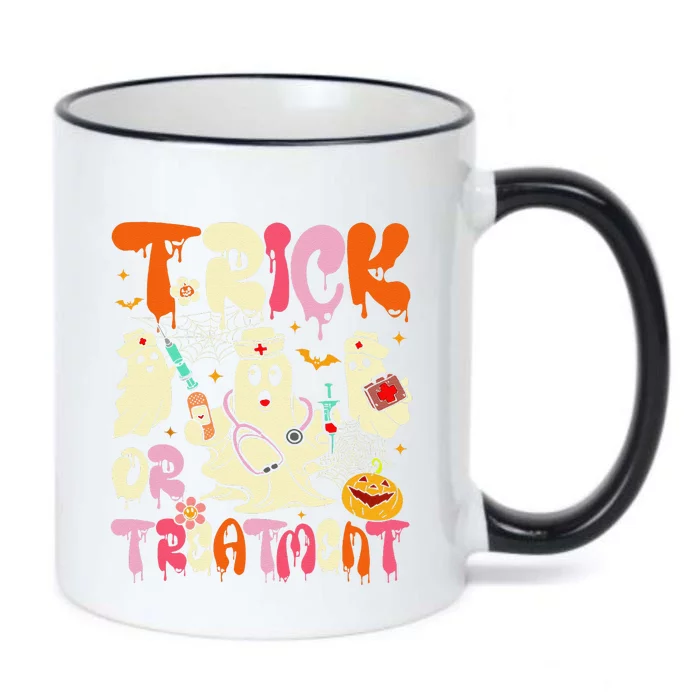 Groovy Trick Or Treatment Halloween Ghost Nurse Black Color Changing Mug