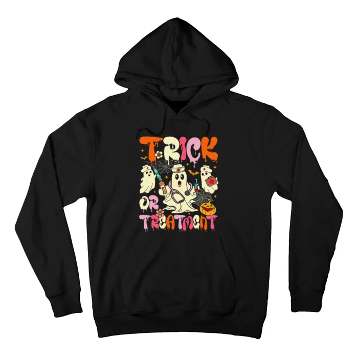 Groovy Trick Or Treatment Halloween Ghost Nurse Hoodie