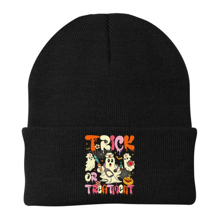 Groovy Trick Or Treatment Halloween Ghost Nurse Knit Cap Winter Beanie