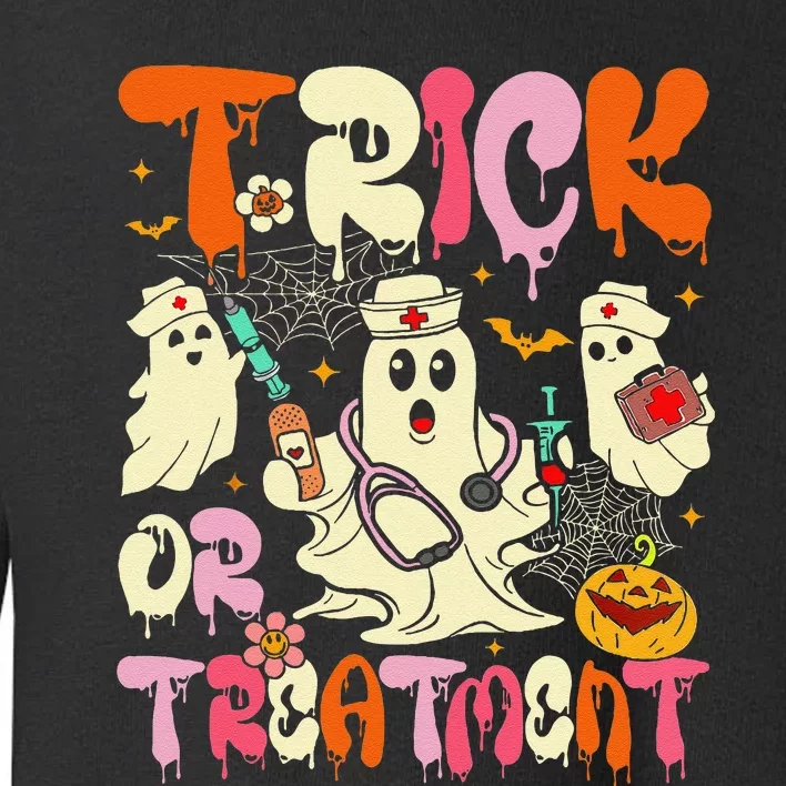 Groovy Trick Or Treatment Halloween Ghost Nurse Toddler Sweatshirt