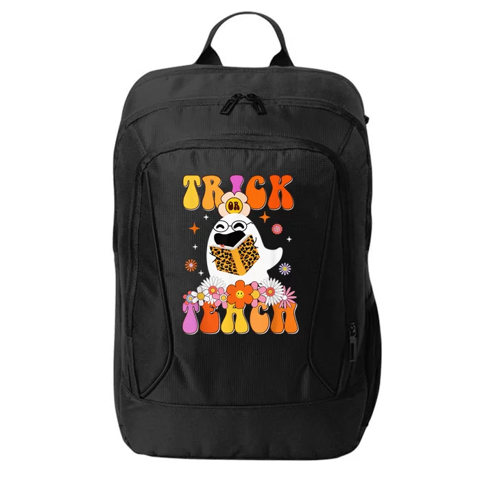 Groovy Trick Or Teach Cute Ghost Funny Teacher Halloween City Backpack