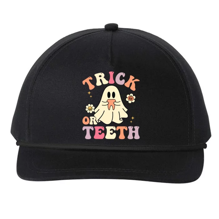 Groovy Trick Or Teeth Funny Dental Halloween Dentist Costume Gift Snapback Five-Panel Rope Hat