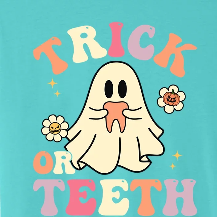 Groovy Trick Or Teeth Funny Dental Halloween Dentist Costume Gift ChromaSoft Performance T-Shirt