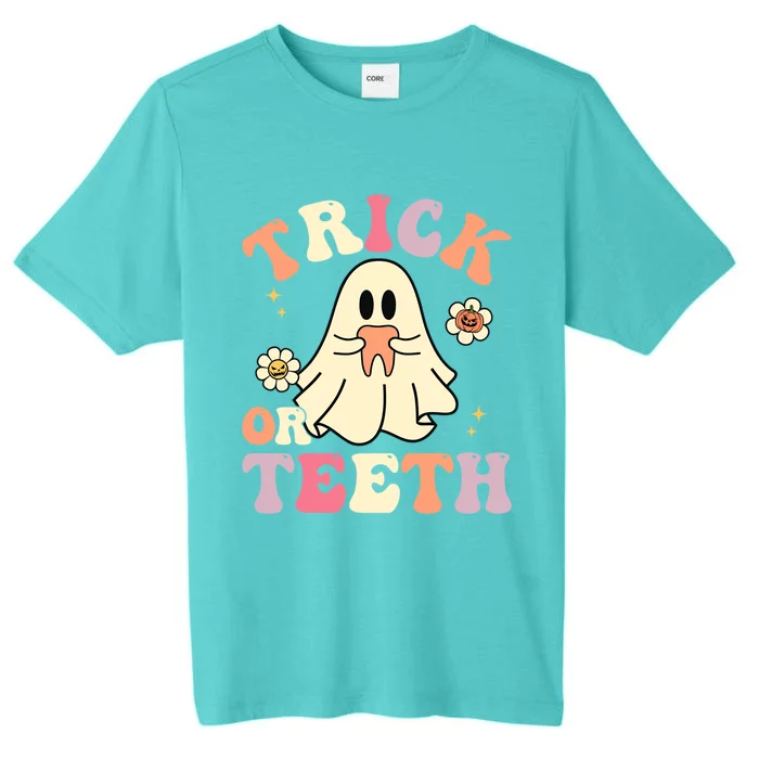 Groovy Trick Or Teeth Funny Dental Halloween Dentist Costume Gift ChromaSoft Performance T-Shirt