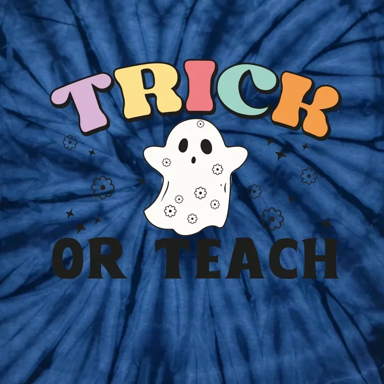 Groovy Trick Or Teach Cute Ghost Retro Halloween Gift Tie-Dye T-Shirt