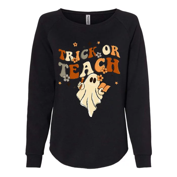 Groovy Trick Or Teach Halloween Teacher Life Retro Vintage Womens California Wash Sweatshirt