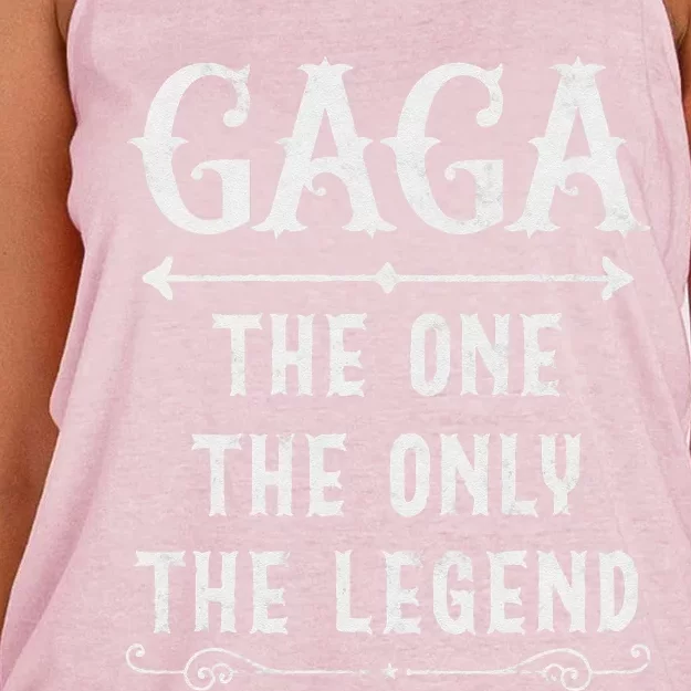 Gaga The One The Only The Legend Fathers Day Gift For Gaga Women's Knotted Racerback Tank