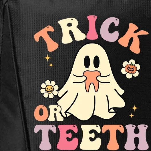 Groovy Trick Or Teeth Funny Dental Halloween Dentist Costume Gift City Backpack