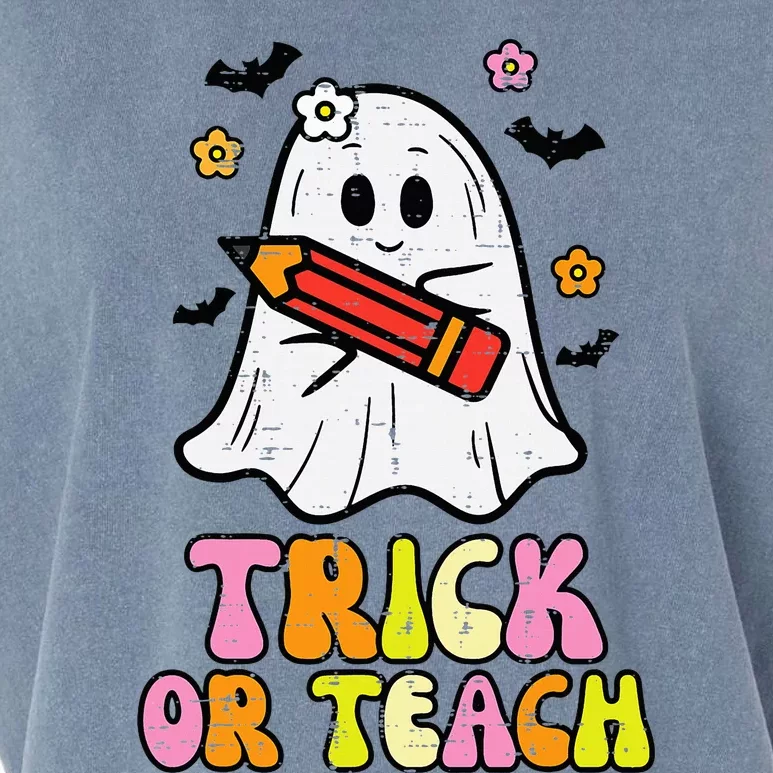 Ghost Trick Or Teach Retro Teacher Halloween Costume Garment-Dyed Women's Muscle Tee