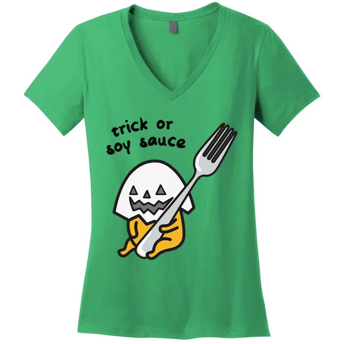 Gudetama Trick Or Treat Halloween Women's V-Neck T-Shirt