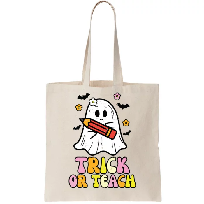 Ghost Trick Or Teach Retro Teacher Halloween Costume Tote Bag