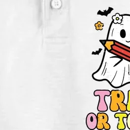 Ghost Trick Or Teach Retro Teacher Halloween Costume Dry Zone Grid Performance Polo