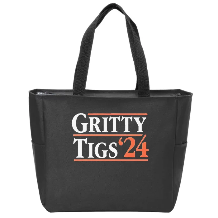 Gritty Tigs October Ready 2024 Playoff Baseball Season Zip Tote Bag