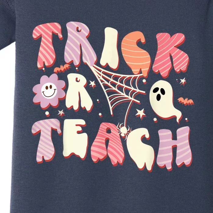 Groovy Trick Or Teach Cute Ghost Teacher Halloween Costume Baby Bodysuit