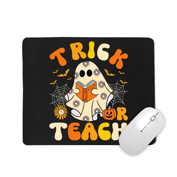 Groovy Trick Or Teach Halloween Retro Floral Ghost Teacher Mousepad