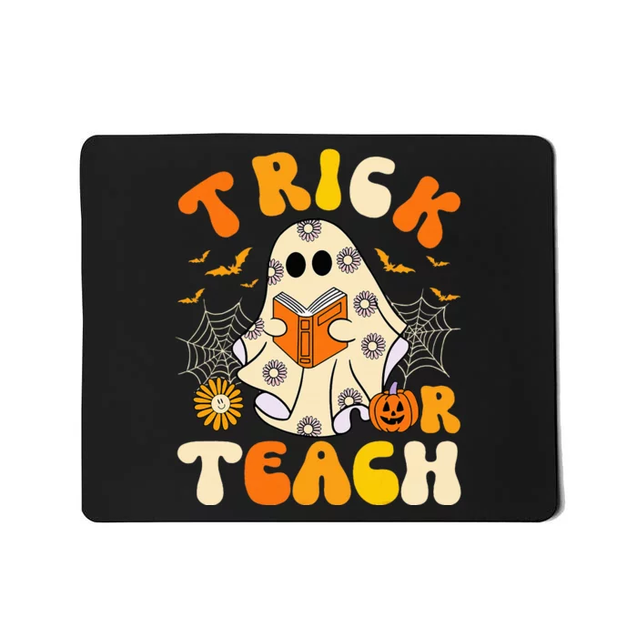 Groovy Trick Or Teach Halloween Retro Floral Ghost Teacher Mousepad