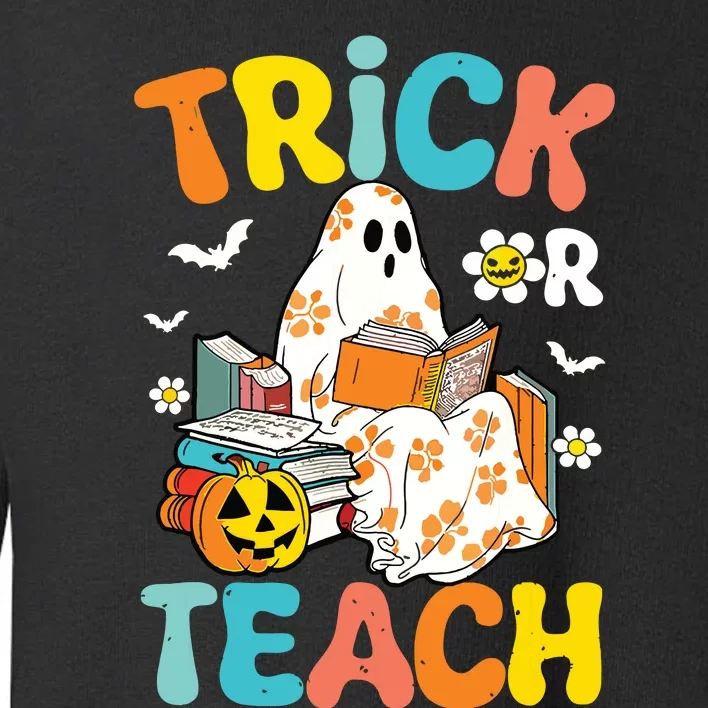 Groovy Trick Or Teach Funny Teacher Halloween Costume Toddler Sweatshirt