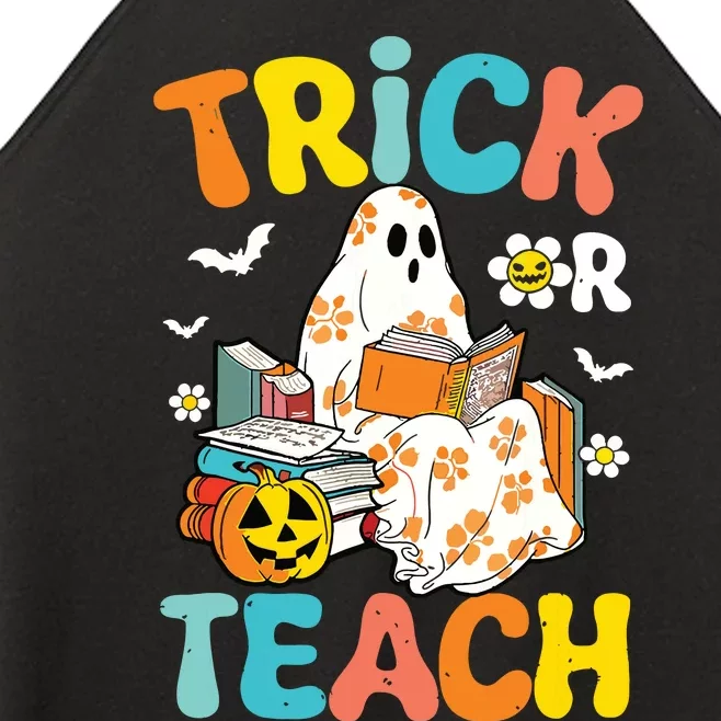 Groovy Trick Or Teach Funny Teacher Halloween Costume Women’s Perfect Tri Rocker Tank