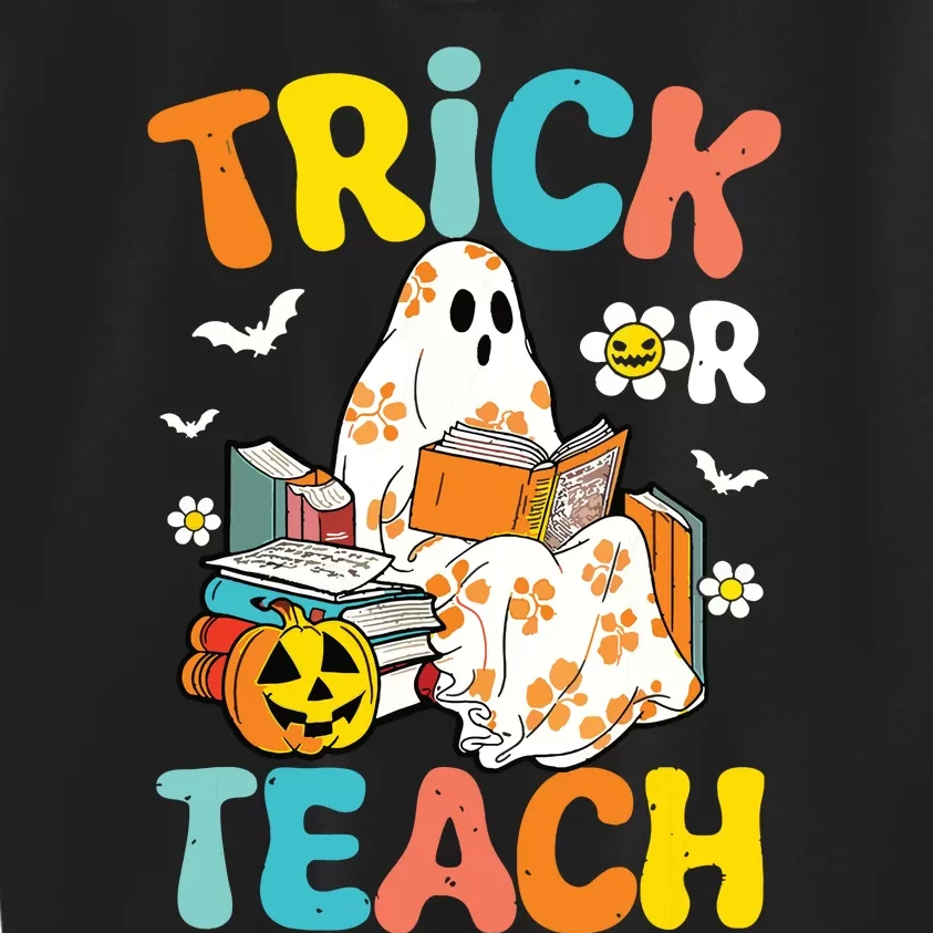 Groovy Trick Or Teach Funny Teacher Halloween Costume Kids Sweatshirt