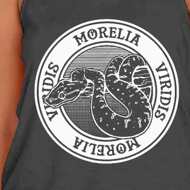 Green Tree Python Tattoo Style Reptile Keeper Snake Owner Women's Knotted Racerback Tank