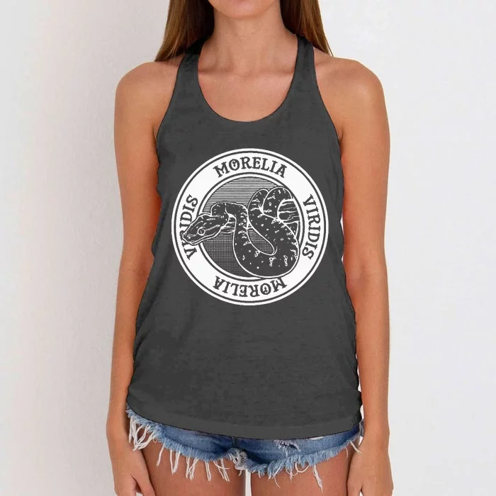 Green Tree Python Tattoo Style Reptile Keeper Snake Owner Women's Knotted Racerback Tank