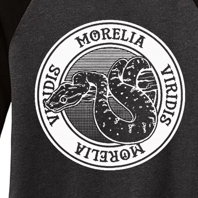 Green Tree Python Tattoo Style Reptile Keeper Snake Owner Women's Tri-Blend 3/4-Sleeve Raglan Shirt