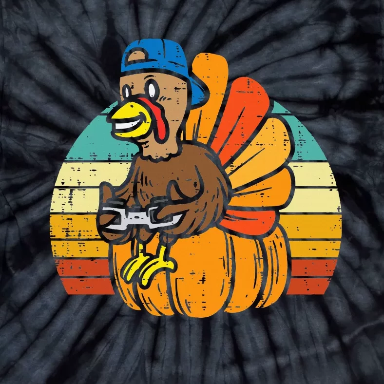 Gamer Turkey Pumpkin Thanksgiving Video Games Tie-Dye T-Shirt