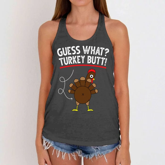 Guess Turkey Pilgrim Funny Thanksgiving Women's Knotted Racerback Tank