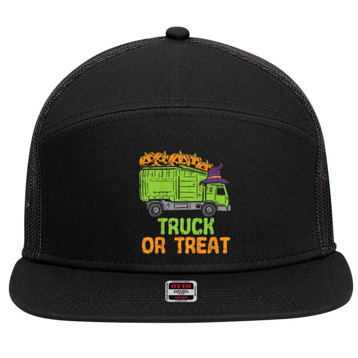 Garbage Truck Pumpkins Baby Halloween 7 Panel Mesh Trucker Snapback Hat