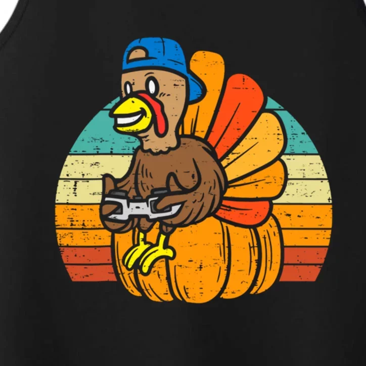 Gamer Turkey Pumpkin Retro Thanksgiving Video Games Gift Performance Tank