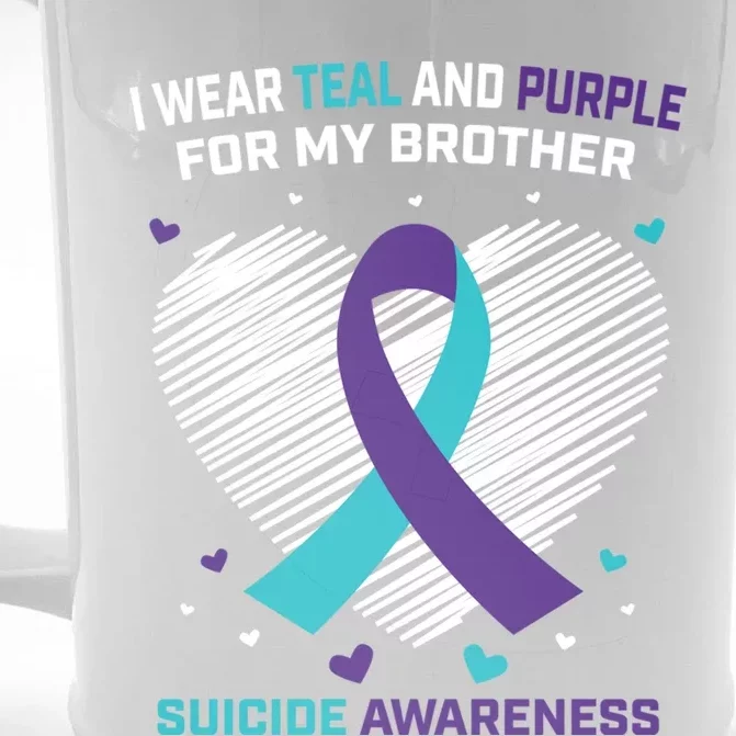 Grieving Teal Purple Brother Suicide Awareness Prevention Gift Front & Back Beer Stein