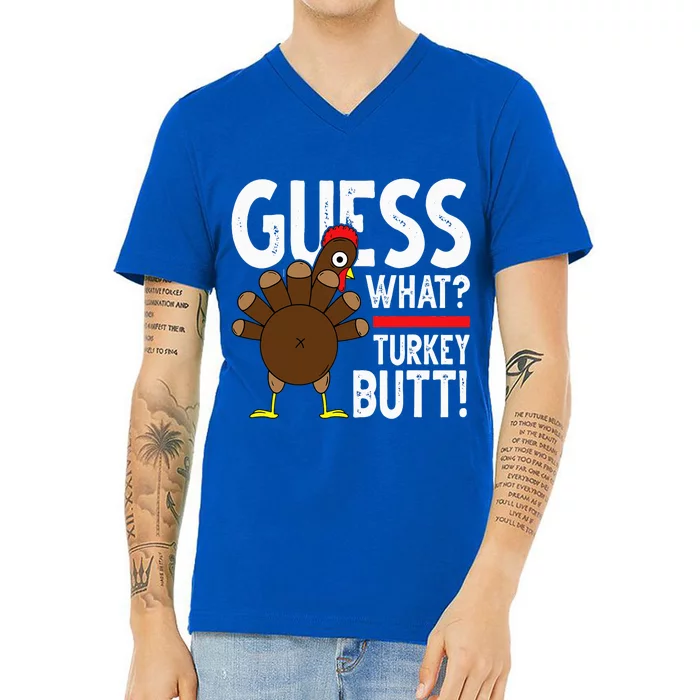 Guess Turkey Pilgrim Funny Thanksgiving V-Neck T-Shirt