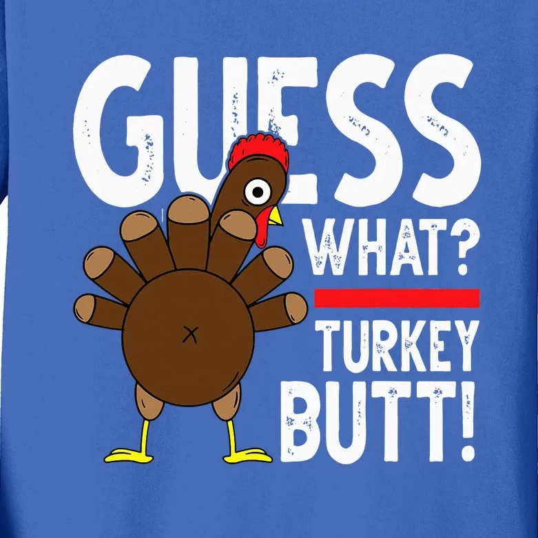 Guess Turkey Pilgrim Funny Thanksgiving Kids Long Sleeve Shirt