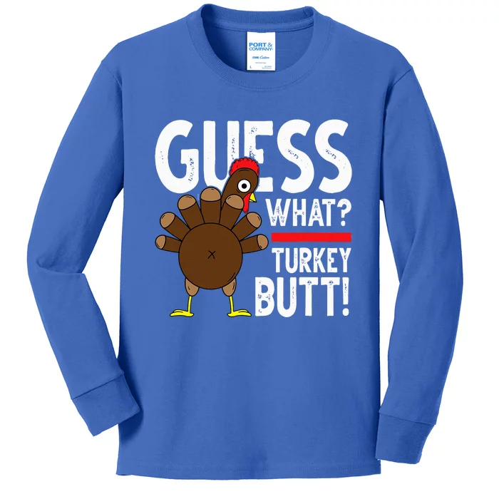 Guess Turkey Pilgrim Funny Thanksgiving Kids Long Sleeve Shirt